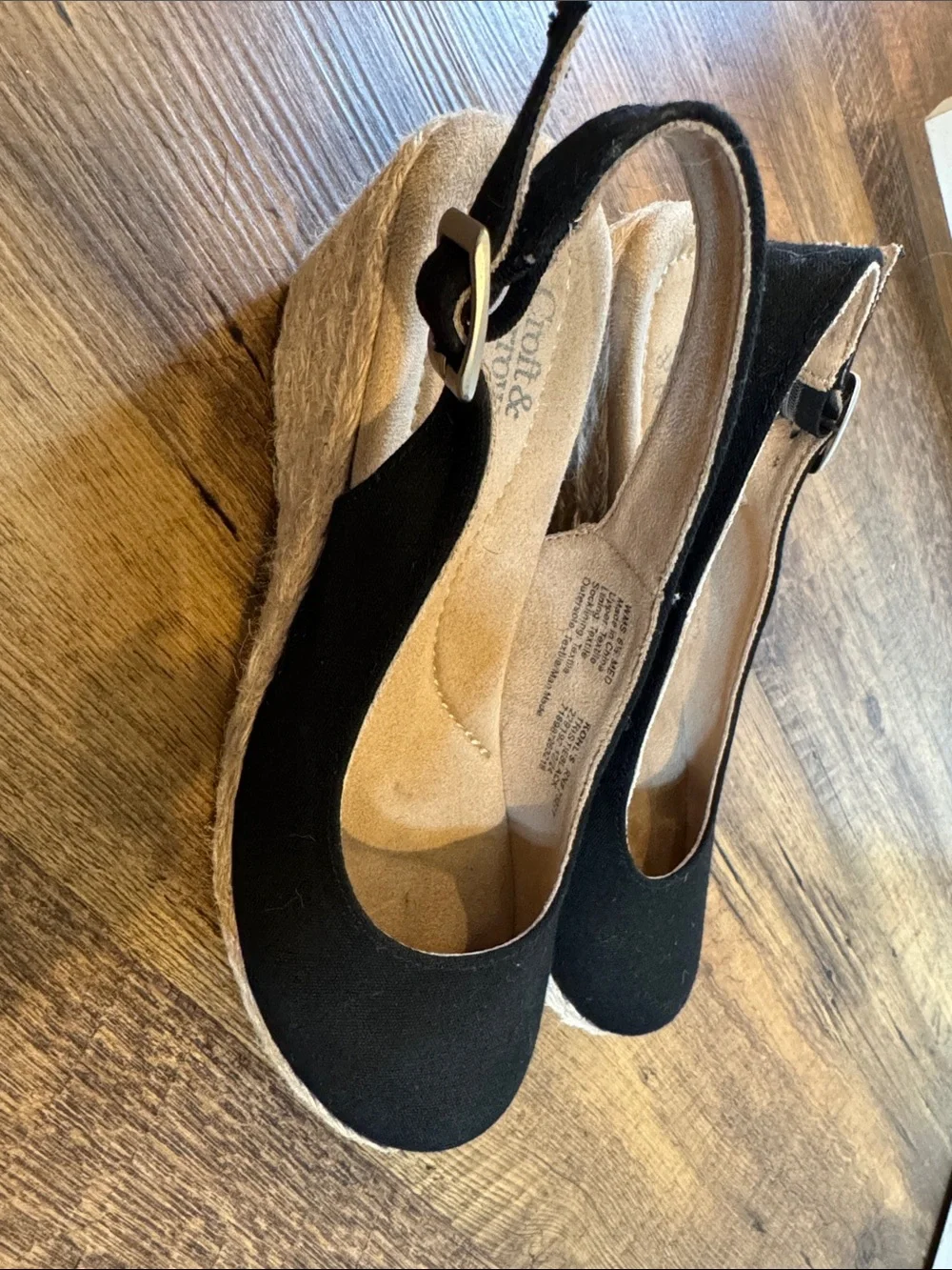 croft & barrow Black Closed-Toe Slingback Espadrille Wedges